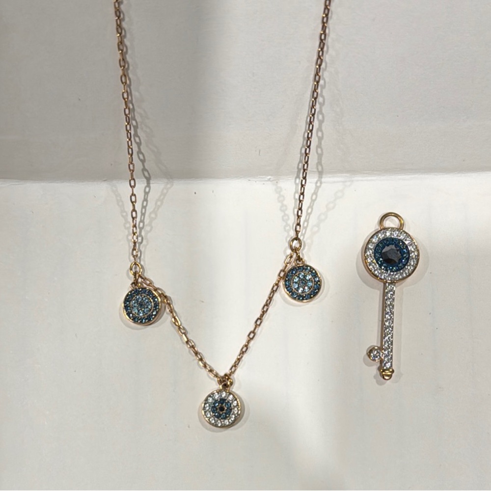 Swarovski Gold and Blue Dainty Necklace